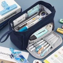 Pencil Case Pen Pouch Marker Bag Wear-Resistant Multifunction With Zipper Canvas for School Student Children, Back to School Gift