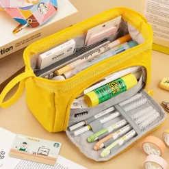 Pencil Case Pen Pouch Marker Bag Wear-Resistant Multifunction With Zipper Canvas for School Student Children, Back to School Gift