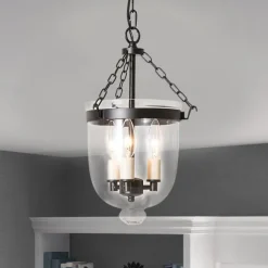 Pendant Light Fixtures Retro Gold Black Copper 3 Light Hanging Light Industrial Style Transparent Glass lampshade Chandelier Ceiling Lighting for Living Room Study Office Lighting Fixture 110-240V
