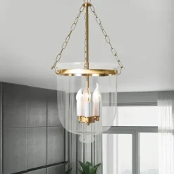 Pendant Light Fixtures Retro Gold Black Copper 3 Light Hanging Light Industrial Style Transparent Glass lampshade Chandelier Ceiling Lighting for Living Room Study Office Lighting Fixture 110-240V