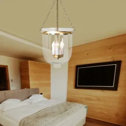 Pendant Light Fixtures Retro Gold Black Copper 3 Light Hanging Light Industrial Style Transparent Glass lampshade Chandelier Ceiling Lighting for Living Room Study Office Lighting Fixture 110-240V