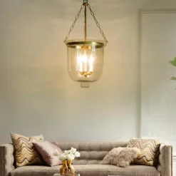 Pendant Light Fixtures Retro Gold Black Copper 3 Light Hanging Light Industrial Style Transparent Glass lampshade Chandelier Ceiling Lighting for Living Room Study Office Lighting Fixture 110-240V