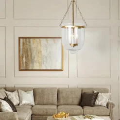 Pendant Light Fixtures Retro Gold Black Copper 3 Light Hanging Light Industrial Style Transparent Glass lampshade Chandelier Ceiling Lighting for Living Room Study Office Lighting Fixture 110-240V