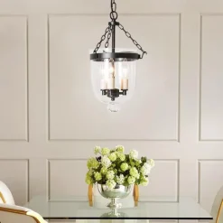 Pendant Light Fixtures Retro Gold Black Copper 3 Light Hanging Light Industrial Style Transparent Glass lampshade Chandelier Ceiling Lighting for Living Room Study Office Lighting Fixture 110-240V