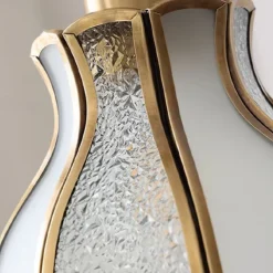 Pendant Lights American Vintage Brass Pendant Lamp with Spliced Glass Shade European Simple 6.3in Brass Glass Hanging Lamp 85-265V