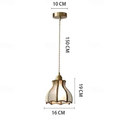 Pendant Lights American Vintage Brass Pendant Lamp with Spliced Glass Shade European Simple 6.3in Brass Glass Hanging Lamp 85-265V
