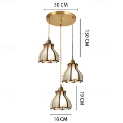 Pendant Lights American Vintage Brass Pendant Lamp with Spliced Glass Shade European Simple 6.3in Brass Glass Hanging Lamp 85-265V