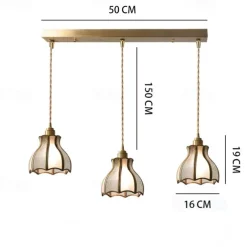 Pendant Lights American Vintage Brass Pendant Lamp with Spliced Glass Shade European Simple 6.3in Brass Glass Hanging Lamp 85-265V