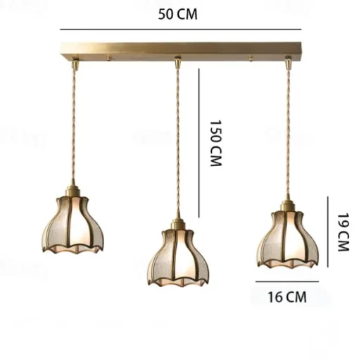 Pendant Lights American Vintage Brass Pendant Lamp with Spliced Glass Shade European Simple 6.3in Brass Glass Hanging Lamp 85-265V