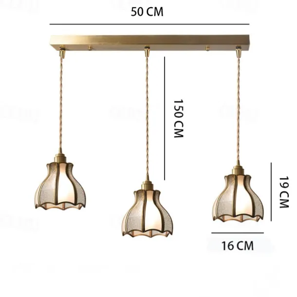 Pendant Lights American Vintage Brass Pendant Lamp with Spliced Glass Shade European Simple 6.3in Brass Glass Hanging Lamp 85-265V
