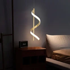 Pendant Lights Brushed Gold Black Pendant Lighting for Kitchen Island,Spiral Kitchen Lights Ceiling,Pendant Lights Kitchen Island,Gold Brass Pendant Lighting,4000K Modern Pendant Light,Pendant Light 1 Pack 110-240V