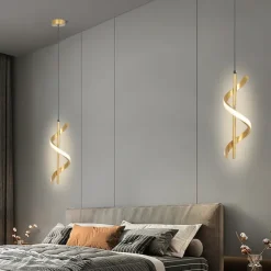 Pendant Lights Brushed Gold Black Pendant Lighting for Kitchen Island,Spiral Kitchen Lights Ceiling,Pendant Lights Kitchen Island,Gold Brass Pendant Lighting,4000K Modern Pendant Light,Pendant Light 1 Pack 110-240V