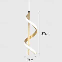 Pendant Lights Brushed Gold Black Pendant Lighting for Kitchen Island,Spiral Kitchen Lights Ceiling,Pendant Lights Kitchen Island,Gold Brass Pendant Lighting,4000K Modern Pendant Light,Pendant Light 1 Pack 110-240V