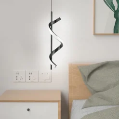 Pendant Lights Brushed Gold Black Pendant Lighting for Kitchen Island,Spiral Kitchen Lights Ceiling,Pendant Lights Kitchen Island,Gold Brass Pendant Lighting,4000K Modern Pendant Light,Pendant Light 1 Pack 110-240V