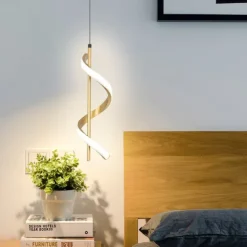 Pendant Lights Brushed Gold Black Pendant Lighting for Kitchen Island,Spiral Kitchen Lights Ceiling,Pendant Lights Kitchen Island,Gold Brass Pendant Lighting,4000K Modern Pendant Light,Pendant Light 1 Pack 110-240V