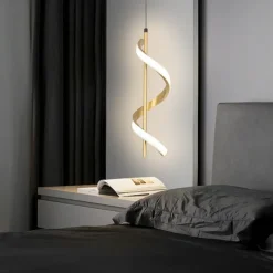 Pendant Lights Brushed Gold Black Pendant Lighting for Kitchen Island,Spiral Kitchen Lights Ceiling,Pendant Lights Kitchen Island,Gold Brass Pendant Lighting,4000K Modern Pendant Light,Pendant Light 1 Pack 110-240V