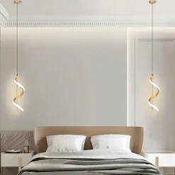 Pendant Lights Brushed Gold Black Pendant Lighting for Kitchen Island,Spiral Kitchen Lights Ceiling,Pendant Lights Kitchen Island,Gold Brass Pendant Lighting,4000K Modern Pendant Light,Pendant Light 1 Pack 110-240V