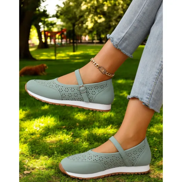 Perforated Sneakers for Women – Stylish Walking Shoes with Strap Design and Comfort Fit, Ideal for Outdoor Activities and Everyday Wear