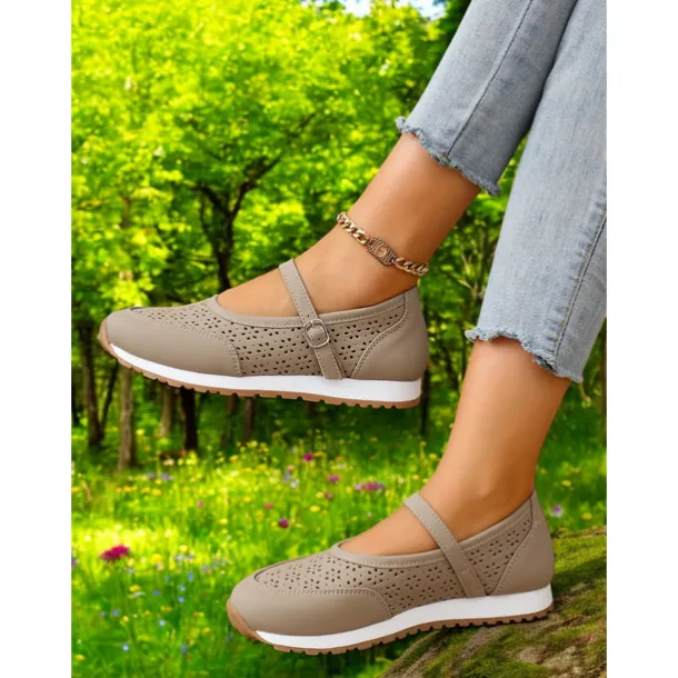 Perforated Sneakers for Women – Stylish Walking Shoes with Strap Design and Comfort Fit, Ideal for Outdoor Activities and Everyday Wear