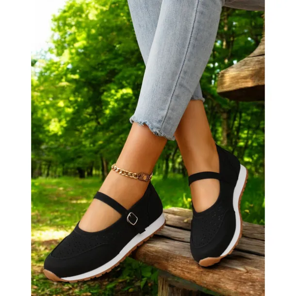 Perforated Sneakers for Women – Stylish Walking Shoes with Strap Design and Comfort Fit, Ideal for Outdoor Activities and Everyday Wear