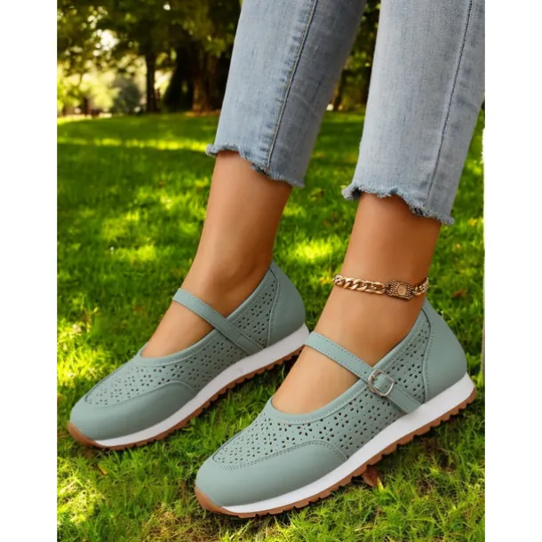 Perforated Sneakers for Women – Stylish Walking Shoes with Strap Design and Comfort Fit, Ideal for Outdoor Activities and Everyday Wear