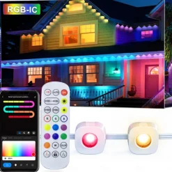 Permanent Light 16.5-150ft Smart RGBIC Outdoor Eaves Light, Eternity Light with Tuya WiFi APP Control, IP65 Waterproof, DIY Programming, Alexa/Google Compatible for Christmas and Home Decorations