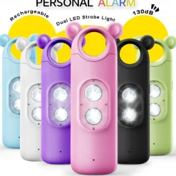 Personal Alarm Safe Sound 130dB USB Rechargeable Self Siren Security Alarms Safety Devices For Women Elderly With Alert Panic Button LED