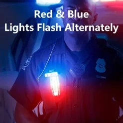 Personal LED Safety Light, Red & Blue Hands-Free Mountable Flashlight for Night Time Safety Emergency Warning, with Long Lasting Rechargeable Battery