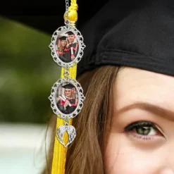 Personalized Graduation Tassel Photo Charm, Custom Memorial Best Graduation Gift,Charm with Angel Wings Unique Keepsake for Friends or Yourself, Perfect for Graduation, Birthday, Christmas