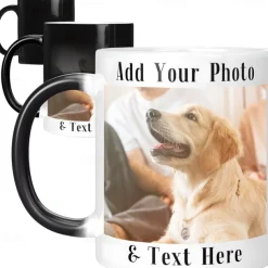 Personalized Magic Mug Customized Photo Christmas Gift Mug Heat Reveal Sensitive Mug Color Changing Ceramic Mug Xmas Cup Coffee Mug with Image Logo Text Gifts for Anniversary Birthday Christmas
