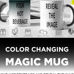 Personalized Magic Mug Customized Photo Christmas Gift Mug Heat Reveal Sensitive Mug Color Changing Ceramic Mug Xmas Cup Coffee Mug with Image Logo Text Gifts for Anniversary Birthday Christmas