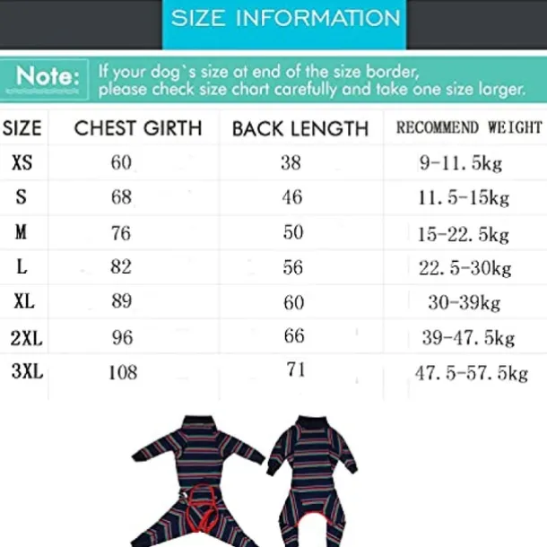 Pet Clothes, Striped Dog Pajamas Elastic Dog Onesies Lightweight 4 Legs Jumpsuit Dog Physiological Clothes for Medium Large Dogs (3XL-Grey)