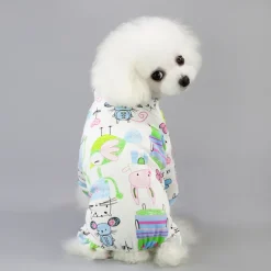 Pet Dog JumpSuit Pajamas Cartoon Design Soft Tracksuit Cat Puppy Pants T-Shirt 5 Sizes 5 Colours