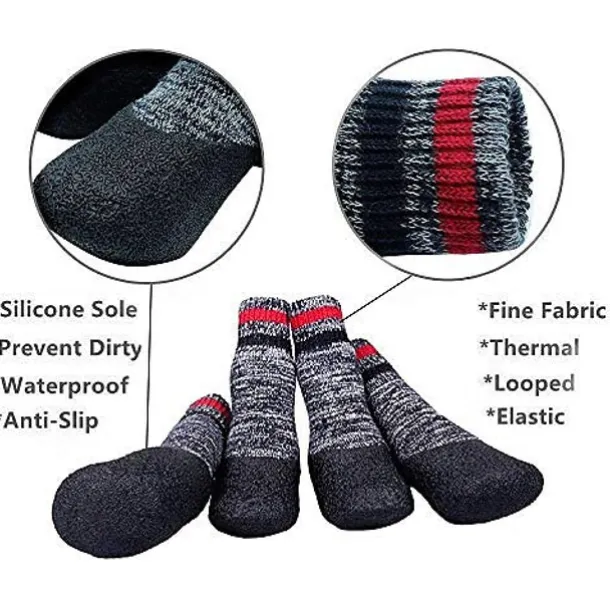 Pet Dog Socks Dog Boots Shoes Puppy Outdoor Indoor Waterproof Nonslip Sports Socks Shoes Boots For Dog Rubber Sole Paw Protection For Small Medium Large Pet Dog (#3, Black)