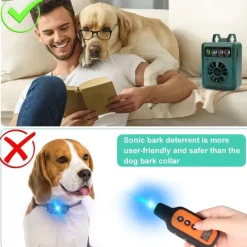 Pet Dog Ultrasonic Bark Control Device Upgraded Rechargeable Digital Bark Control Outdoor Anti Barking Dog Bark Control Sonic Bark Deterrents Silencer Stop Barking