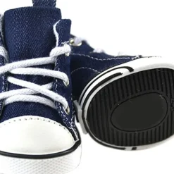 Pet Shoes Puppy Sport Denim Shoes Casual Style Anti-Slip Boots Sneaker Booties Canvas Shoe 4Pcs
