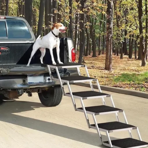 Pet Steps Aluminum Pet Stair Folding Dog Ladder for Trucks, Cars, SUVs & High Bed
