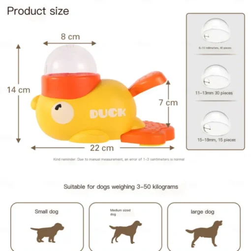 Pet Treat Dispenser Toy,Dogs Puzzle Feeder, Interactive Dog Toy, Duck Treat Dispenser Duck Dog Treat Dispenser Toy, Slow Puzzle Feeder Animal Bowls