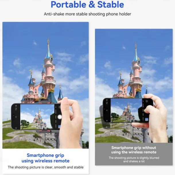 PH-14 Fill Light, Wireless Bluetooth Remote Control Three-Gear Adjustable Selfie Light, Smartphone Camera Shutter Handle Grip Detachable for iPhone Samsung Google OnePlus Phones Video/Photo Shooting