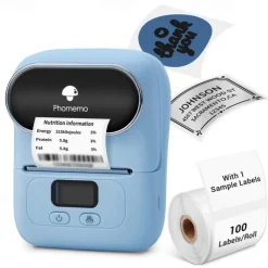 Phomemo M110 Thermal Label Makers - Portable BT Thermal Label Maker Printer For Barcode, Clothing, Jewelry, Retail, Mailing, Compatible With Android, IOS, Windows & Mac, With 1 Roll 40×30mm Label