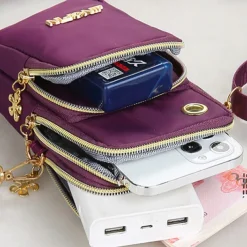 Phone Bag Women's Fashion Zipper Crossbody Bag Versatile Nylon Storage Bag For Coin & Earphone Portable Card Holder Phone Case For iPhone 14 13 Pro Max 12 Samsung S23 S22 Plus S21 Up to 6.7 Inch