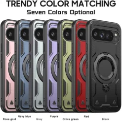 Phone Case For Google Pixel 9 Pro Pixel 9 Pro XL Pixel 9 Back Cover with Stand Holder Magnetic Support Wireless Charging Retro TPU PC