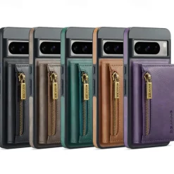 Phone Case For Google Pixel 8 Pro Back Cover Magnetic Card Slot Retro TPU PU Leather