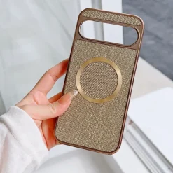 Phone Case For Google Pixel 9 Pro Pixel 9 Pro XL Pixel 8 Pro Pixel 8 Pixel 9 Back Cover Magnetic Adsorption Magnetic Support Wireless Charging Shockproof Color Gradient Geometric Pattern PC PU Leather