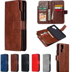 Phone Case For Huawei P30 P30 Pro P20 P20 Pro P20 lite P10 Lite P10 Huawei P9 Lite Huawei P9 Huawei P8 Lite Wallet Case Flip Wallet Card Holder Solid Colored PC PU Leather