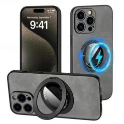 Phone Case For iPhone 16 15 14 Pro Max Plus 15 14 Pro Max 13 12 11 Pro Max Back Cover with Stand Holder Support Wireless Charging Shockproof TPU PU Leather