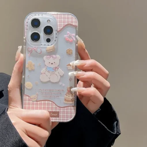 Phone Case For iPhone 16 15 14 Pro Max 16e 13 Back Cover Shockproof Cartoon TPU Acrylic