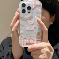 Phone Case For iPhone 16 15 14 Pro Max 16e 13 Back Cover Shockproof Cartoon TPU Acrylic