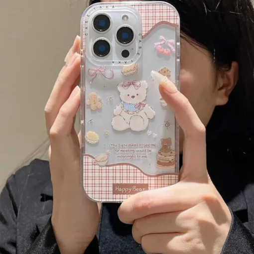 Phone Case For iPhone 16 15 14 Pro Max 16e 13 Back Cover Shockproof Cartoon TPU Acrylic