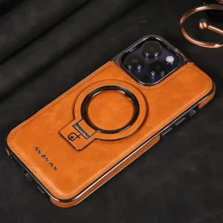 Phone Case For iPhone 16 15 14 Pro Max Plus 13 12 Pro Max Back Cover Magnetic Adsorption with Stand Holder Magnetic Full Body Protective Retro TPU PU Leather